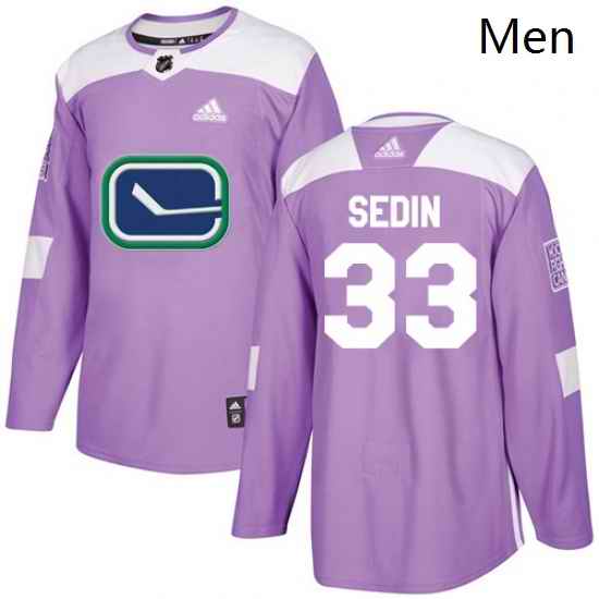 Mens Adidas Vancouver Canucks 33 Henrik Sedin Authentic Purple Fights Cancer Practice NHL Jersey